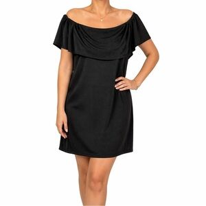 Charles Henry Black Off Shoulder Dress XL Ruffle Stretch Cocktail Elegant
